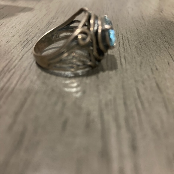 Sterling silver baby blue crystal Ring - Picture 2 of 2